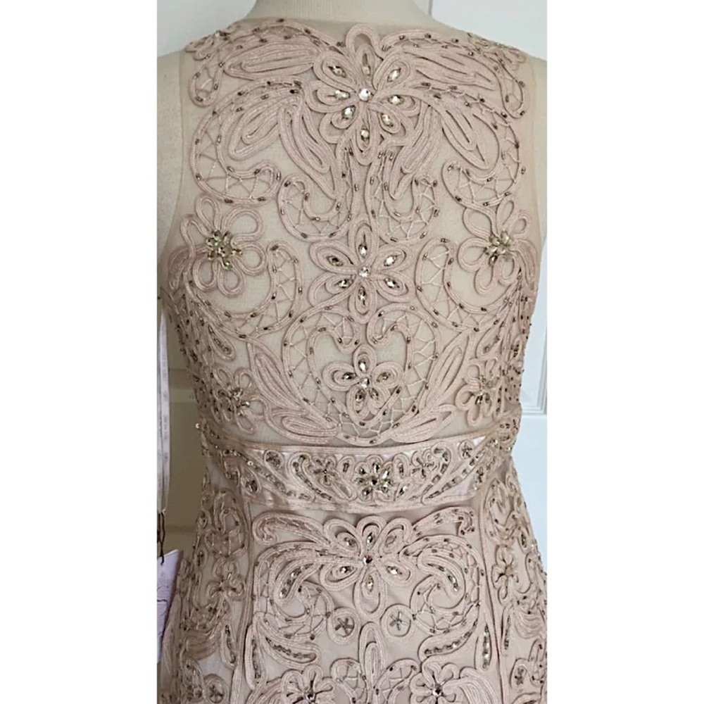 SUE WONG 8 Champagne Beige Nude Beaded Embroidered Cocktail Formal dress - Picture 13 of 16